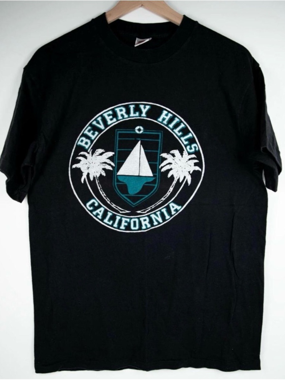 Vintage Nike Black Short-Sleeve Beverly Hills California Sailboat Graphic Tee